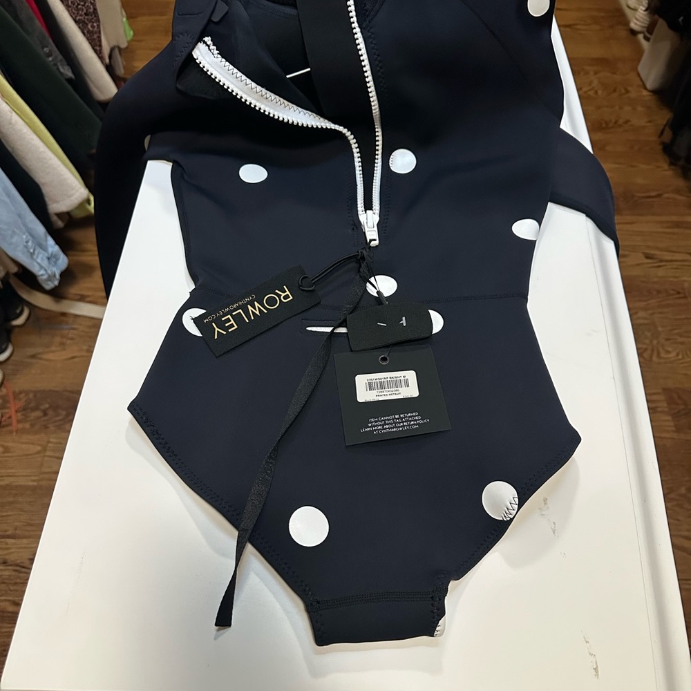 Rowley Black and White Polka Dot Swimsuit- wetsuit